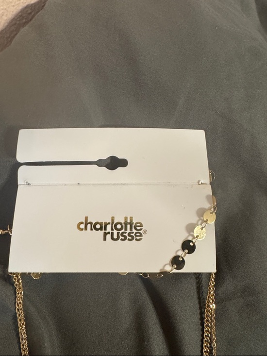 Charlotte Russe Gold Layered Coin Necklace with Cream Tassel - Picture 3 of 3